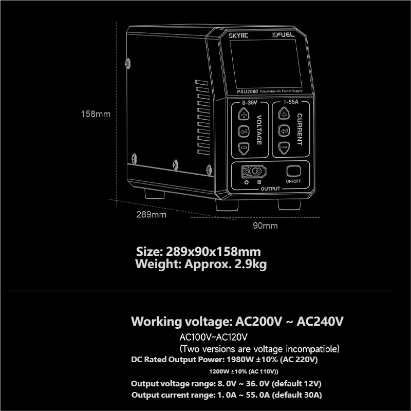 SKYRC PSU2000 1980W Adjustable - Drone Charger recensione e prezzo